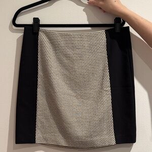 LOFT Black Pencil Skirt with Cream Patterned Center Panel